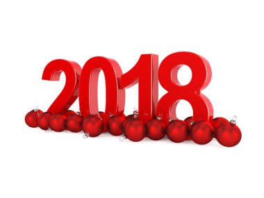 3D render 2018 yeni yıl kırmızı basamak