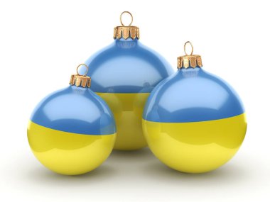 3D render Noel top ile Ukrayna bayrağı