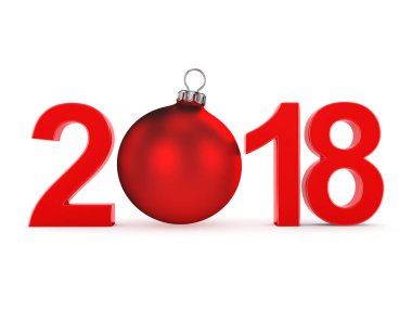 3D render 2018 yeni yıl kırmızı basamak