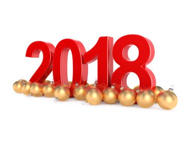 3D render 2018 yeni yıl kırmızı basamak
