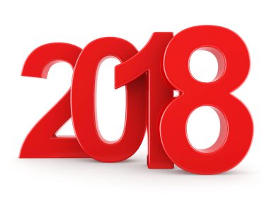 3D render 2018 yeni yıl kırmızı basamak
