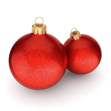 3D Render kırmızı Noel topları 