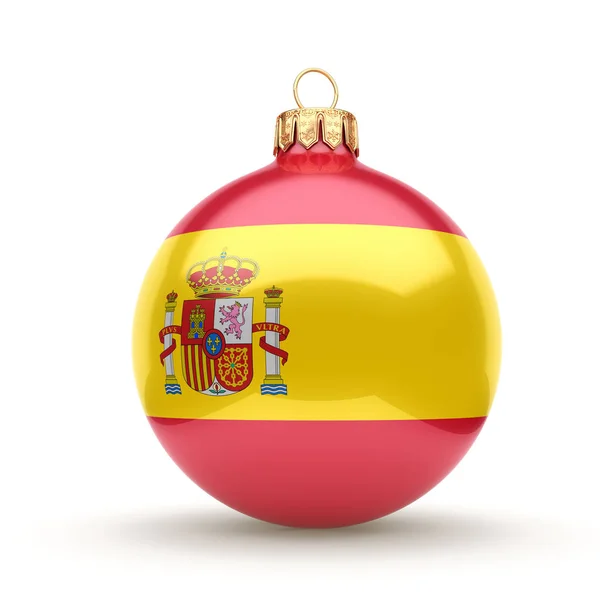 Renderowania 3D Boże Narodzenie ball z banderą Hiszpanii — Zdjęcie stockowe