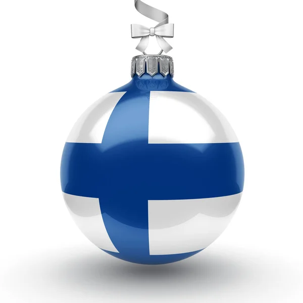 3D rendering Χριστουγεννιάτικη μπάλα με τη σημαία της Φινλανδίας — Φωτογραφία Αρχείου