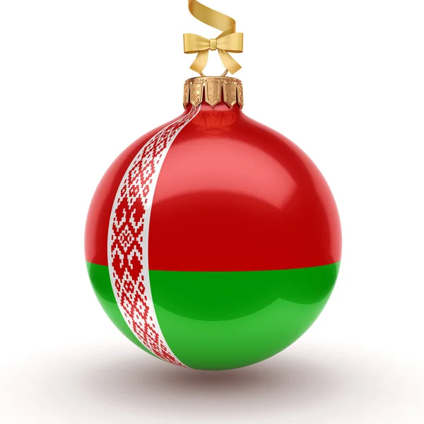 3D rendering labdát karácsonyi Fehéroroszország zászlaja — Stock Fotó