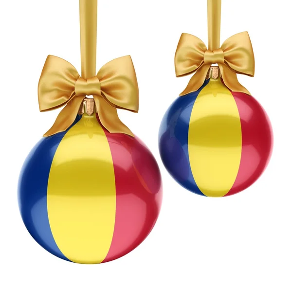3D renderização bola de Natal com a bandeira da Roménia — Fotografia de Stock