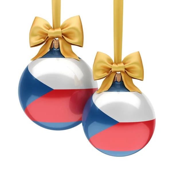 3D rendering labdát karácsonyi Cseh Köztársaság zászlaja — Stock Fotó