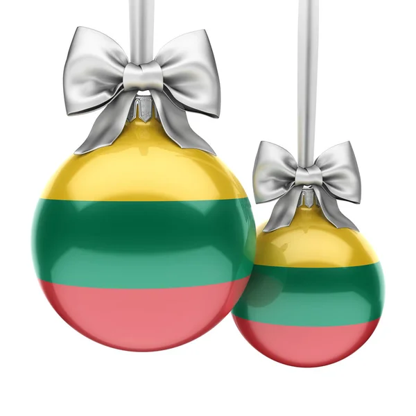 3D rendering Χριστουγεννιάτικη μπάλα με τη σημαία της Λιθουανίας — Φωτογραφία Αρχείου