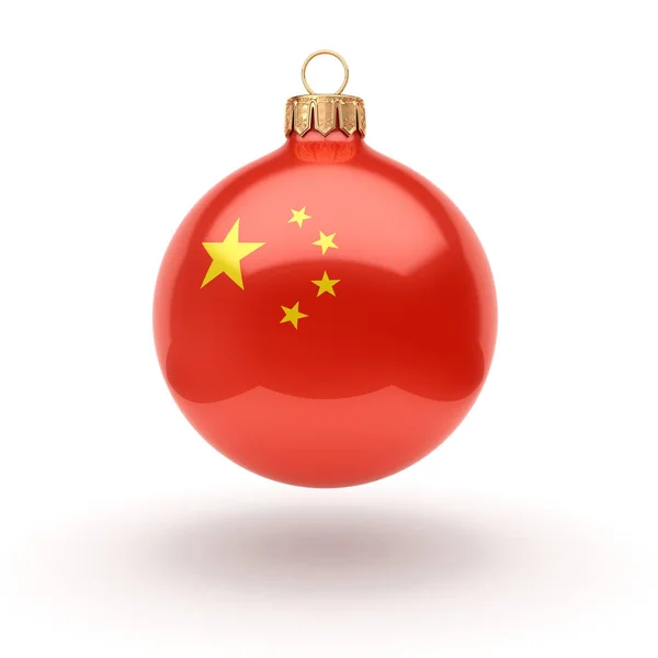 3D rendering Christmas ball with the flag of China Stock Picture