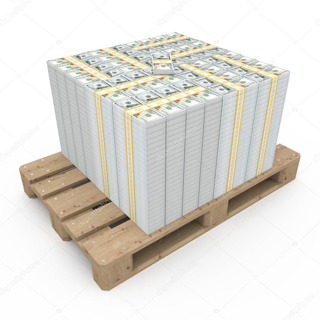 3d rendering packs of US dollars