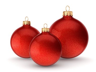 3D Render kırmızı Noel topları 