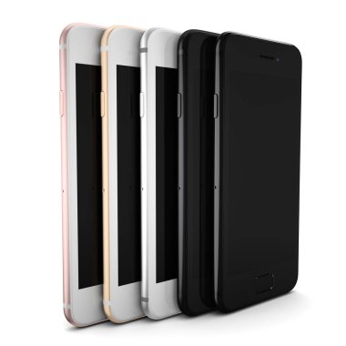 3D render siyah ekranlı akıllı telefon ayarla