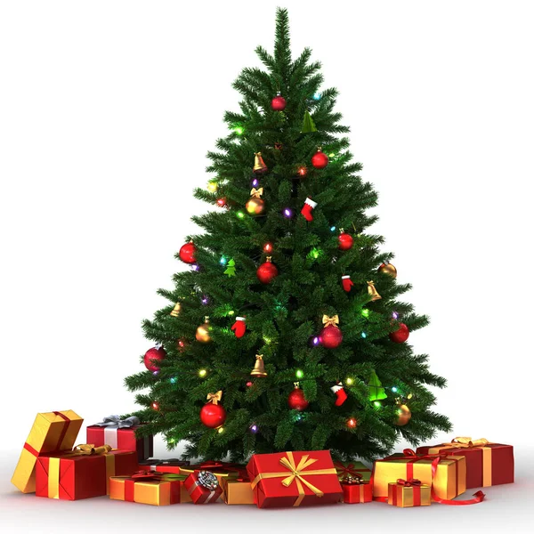 Renderizado 3d árbol de Navidad decorado —  Fotos de Stock