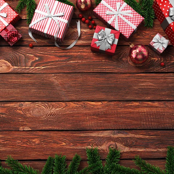 3D rendering scuro natale sfondo in legno — Foto Stock