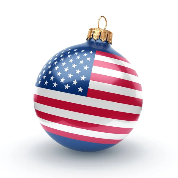 3D-rendering weihnachtsball mit der fahne von usa — Stockfoto