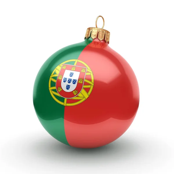 3D rendering Christmas ball with the flag of Portugal — Stock Photo, Image