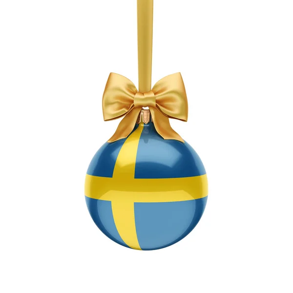 3D rendering labdát karácsonyi Svédország zászlaja — Stock Fotó