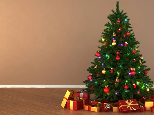 Renderizado 3d árbol de Navidad decorado — Foto de Stock