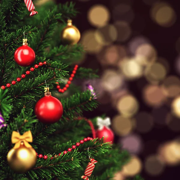 3D rendering fragment versierd kerstboom — Stockfoto