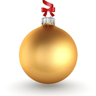 kırmızı kurdele ve yay ile 3D işleme altın Noel top