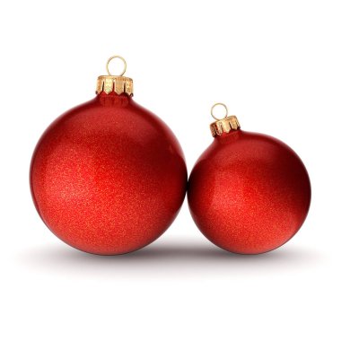 3D Render kırmızı Noel topları 
