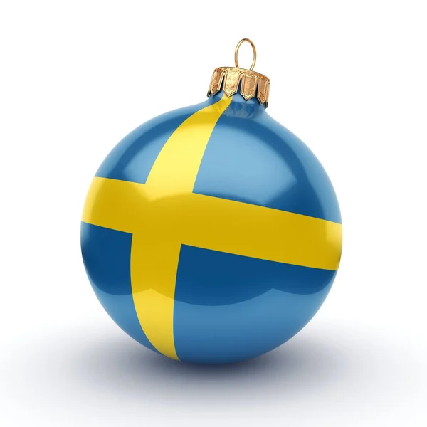 3D renderização bola de Natal com a bandeira da Suécia — Fotografia de Stock