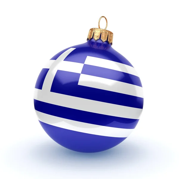 3D-rendering kerst bal met de vlag van Griekenland — Stockfoto