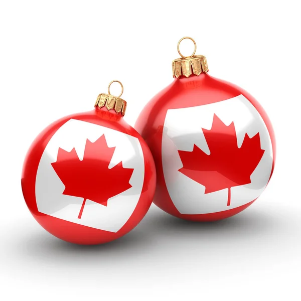 3D-rendering kerst bal met de vlag van Canada — Stockfoto