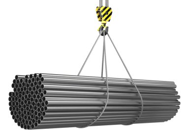 bir vinç kanca bir yük ile 3D render