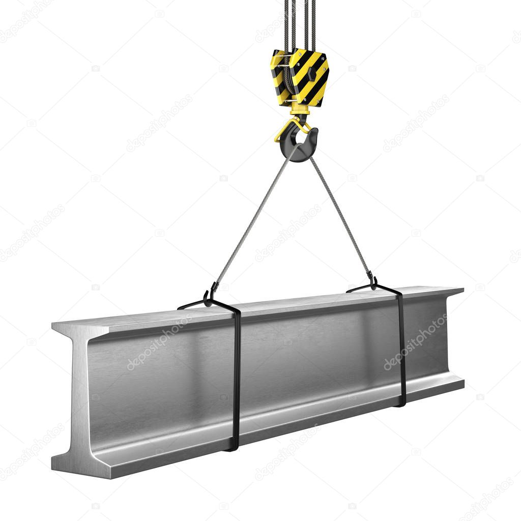 3D rendering of a crane hook with a load
