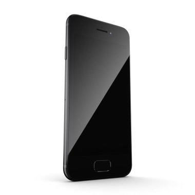 3D render siyah mat akıllı telefon ile siyah perde
