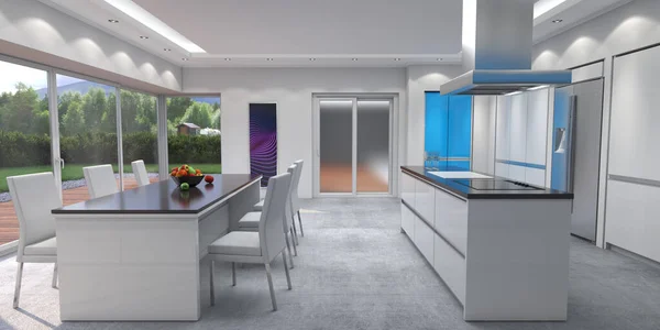 3D renderizado cocina moderna — Foto de Stock