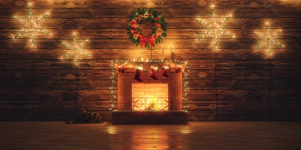 3D-Rendering Weihnachten Interieur Stockbild