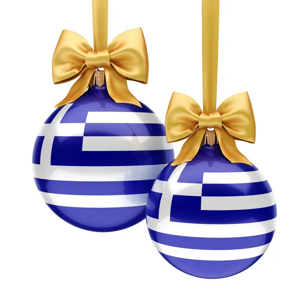 Representación 3D de la bola de Navidad con la bandera de Greece — Foto de Stock