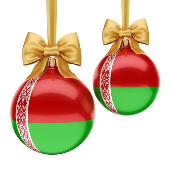 3D rendering labdát karácsonyi Fehéroroszország zászlaja — Stock Fotó