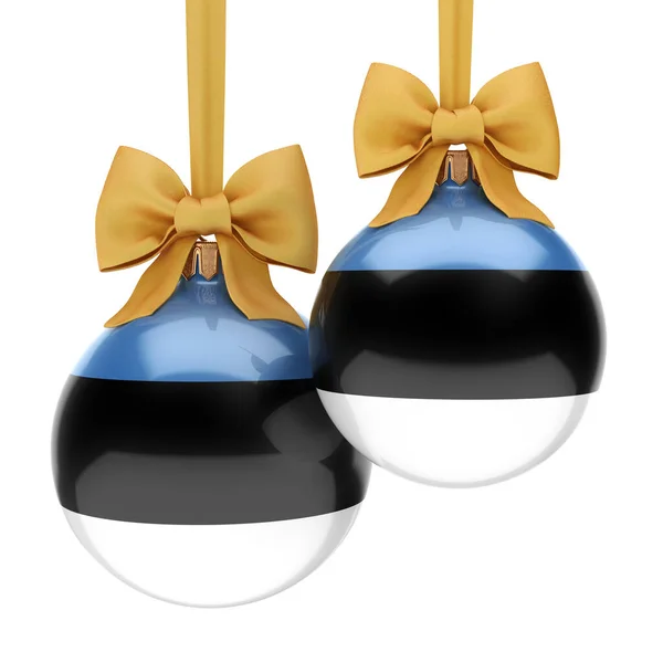 Representación 3D de la bola de Navidad con la bandera de Estonia —  Fotos de Stock