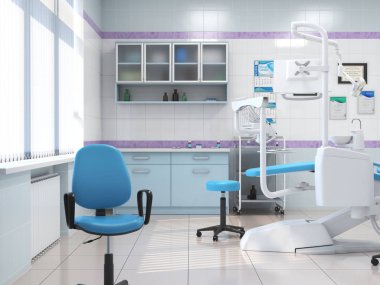 3D modern dişçi ofisi.