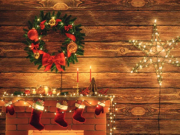 3D Rendering Christmas interior — 스톡 사진