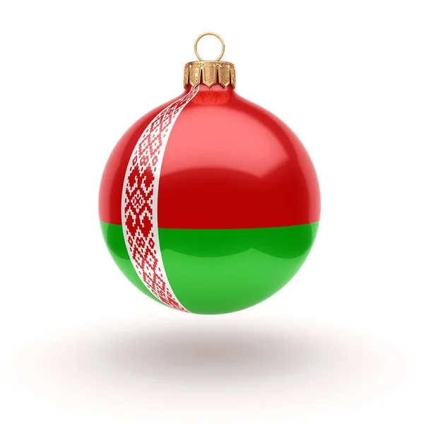 3d 렌더링 벨로루시의 국기와 함께 크리스마스 볼 — 스톡 사진