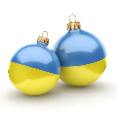 3D render Noel top ile Ukrayna bayrağı
