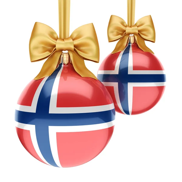 3D renderização bola de Natal com a bandeira da Noruega — Fotografia de Stock