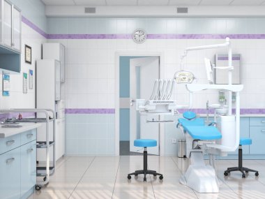 3D modern dişçi ofisi.