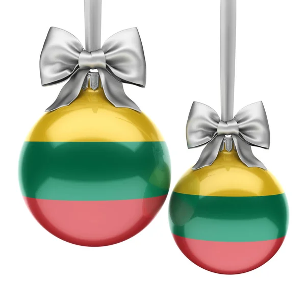 3D renderização bola de Natal com a bandeira da Lituânia — Fotografia de Stock