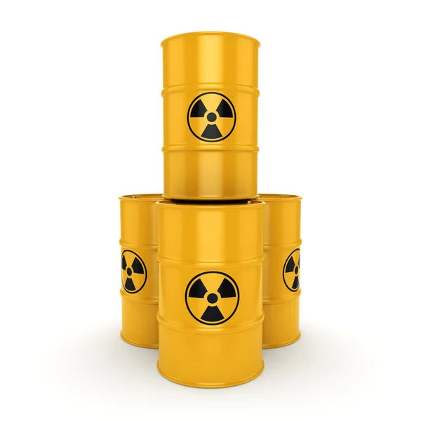 3D rendering radioactive barrels — Stock Photo, Image