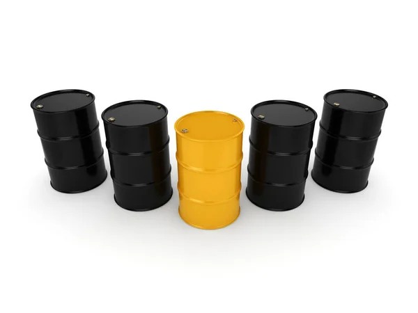 Rendu 3D barils noirs et jaune — Photo