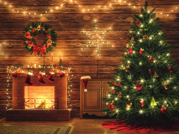 3D Rendering Christmas interior — Stock Photo, Image
