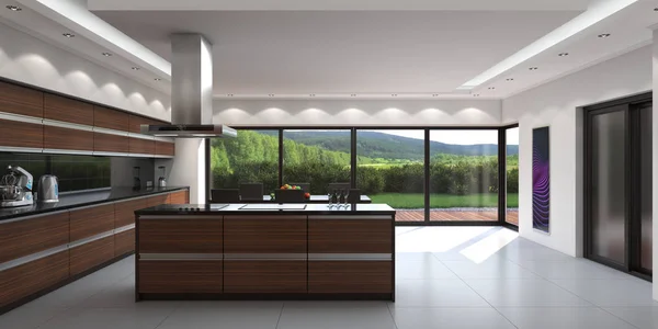 3D rendering modern konyha — Stock Fotó