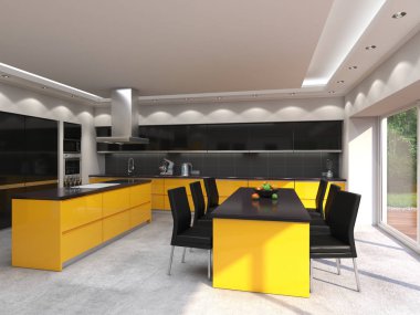 3D işleme modern mutfak