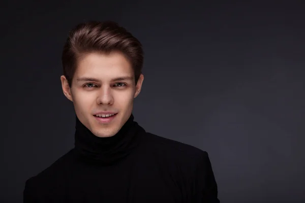 Stylish guy close up portrait on black — Stock Photo, Image