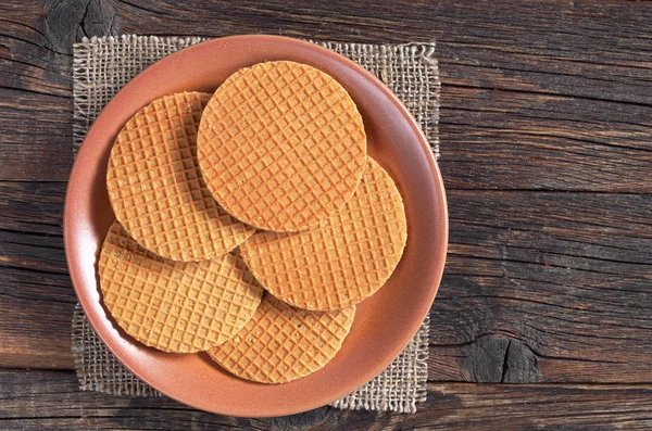 Gofres redondos con caramelo — Foto de Stock